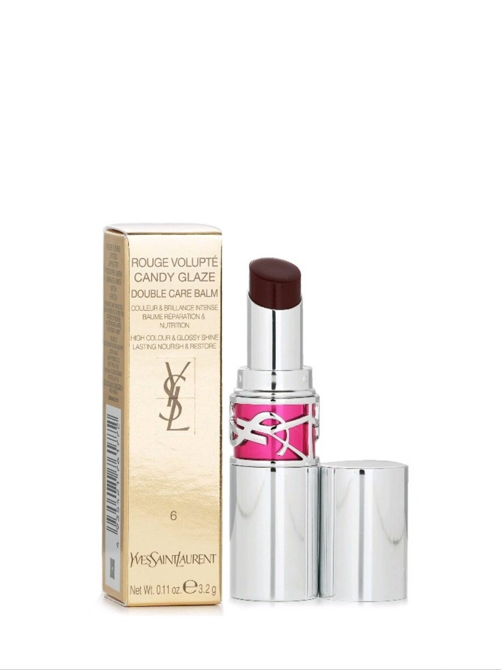 Yves Saint Laurent YSL Rouge Volupte Candy Glaze Double Care Balm Lipstick # 6